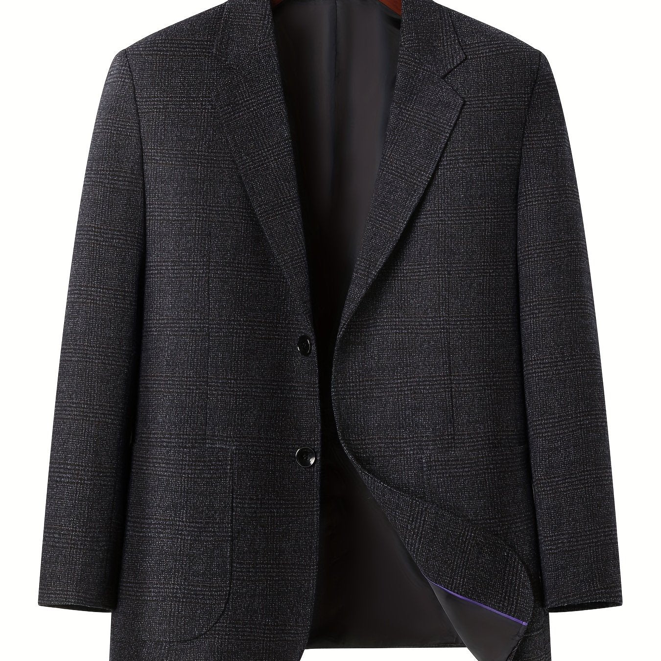 Men's Polyester Plaid Casual Blazer for Spring Fall Business Work