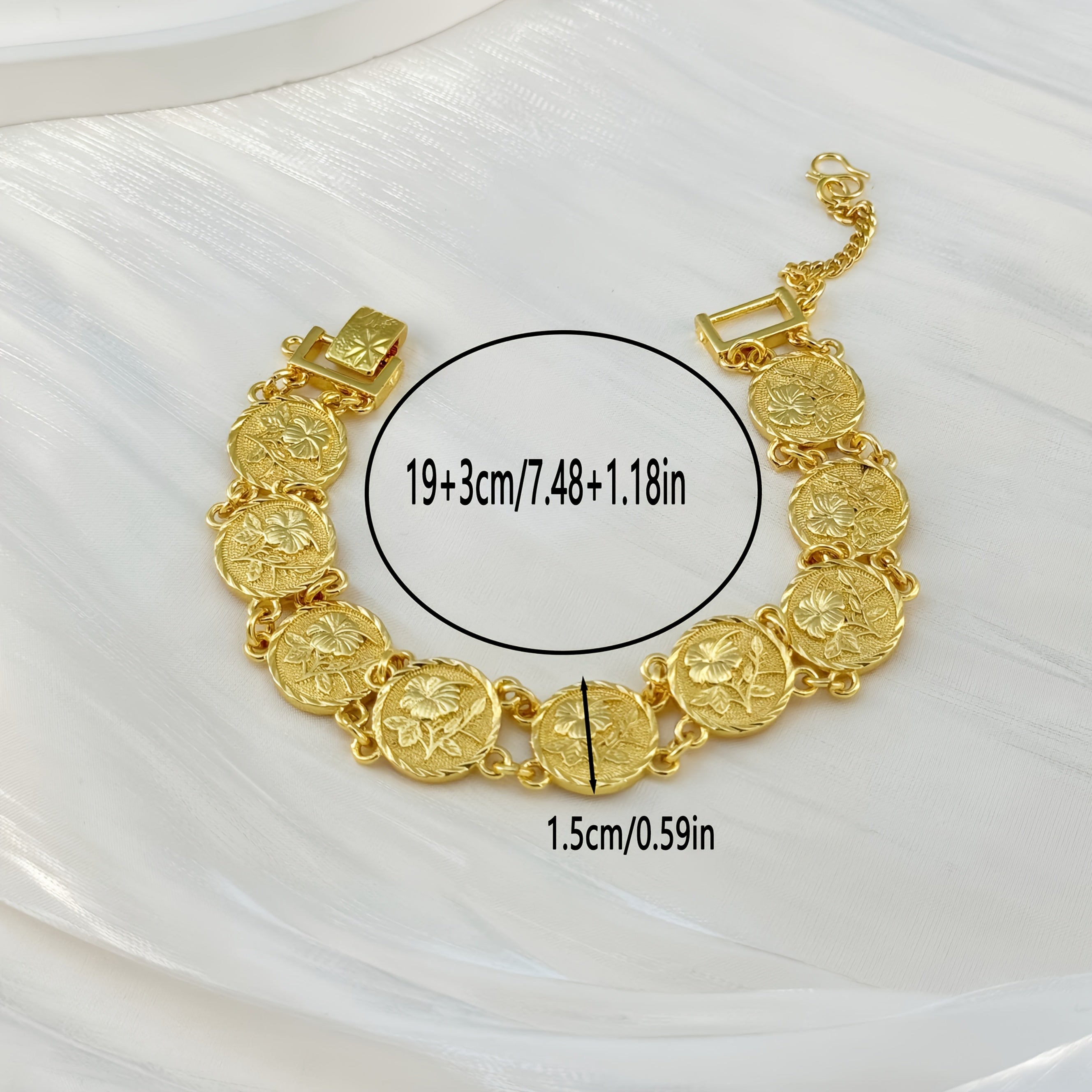 Floral Coin Bracelet for Men and Women Wedding Birthday Party Gift