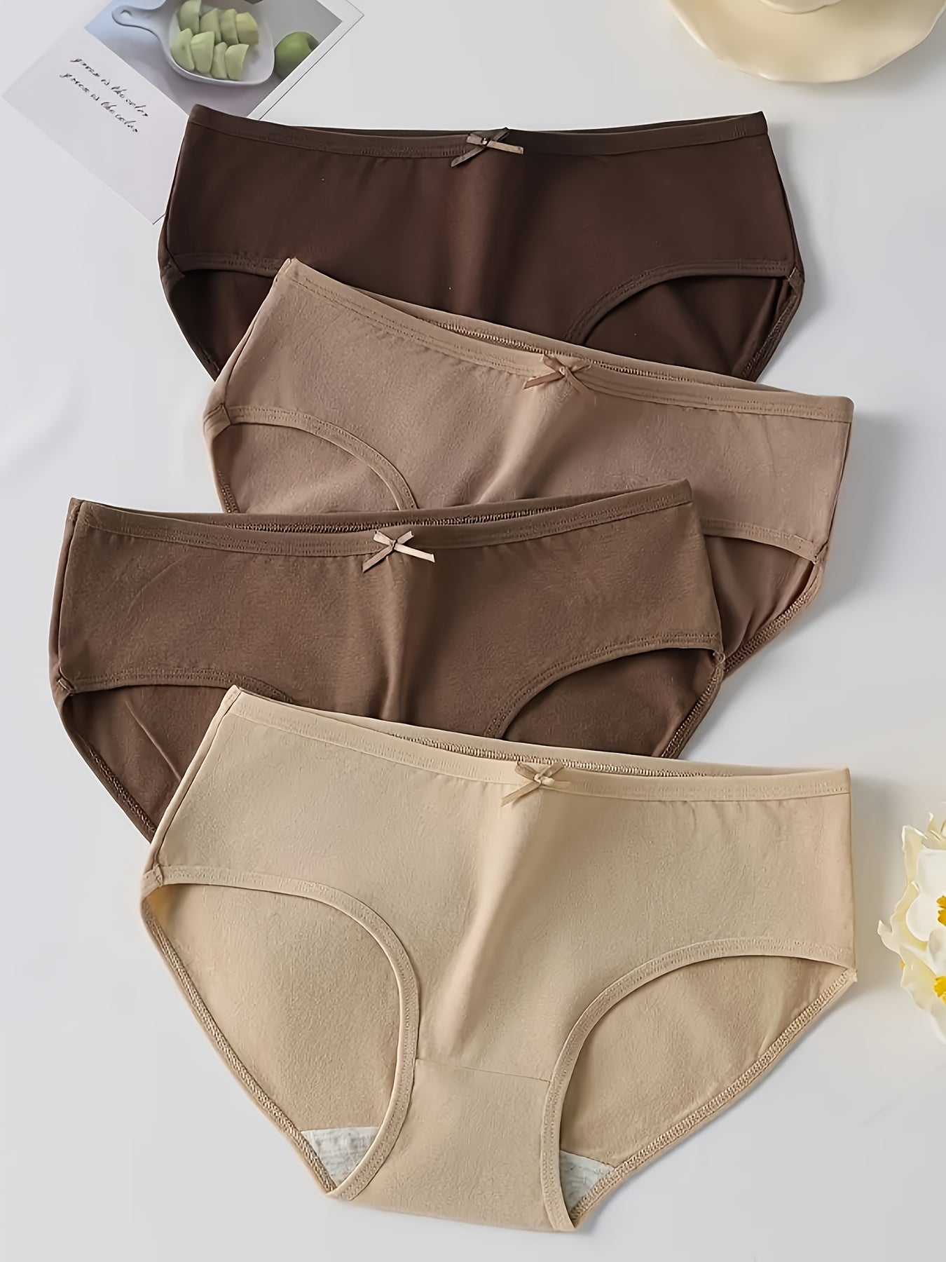 Women's Cotton Briefs 4-Pack Low-Rise Seamless Breathable Knit Underwear