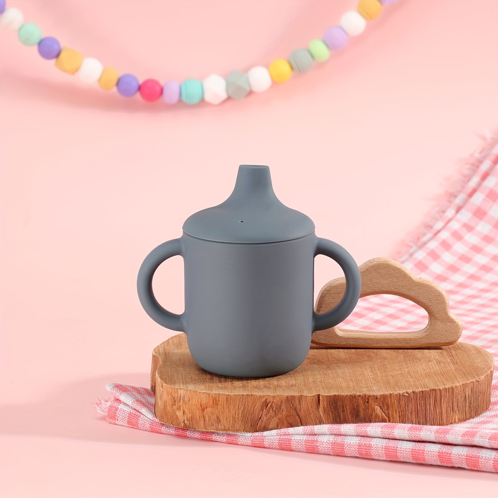 Children's Silicone Drinking Cup Double Handle Baby Food Water Bottle