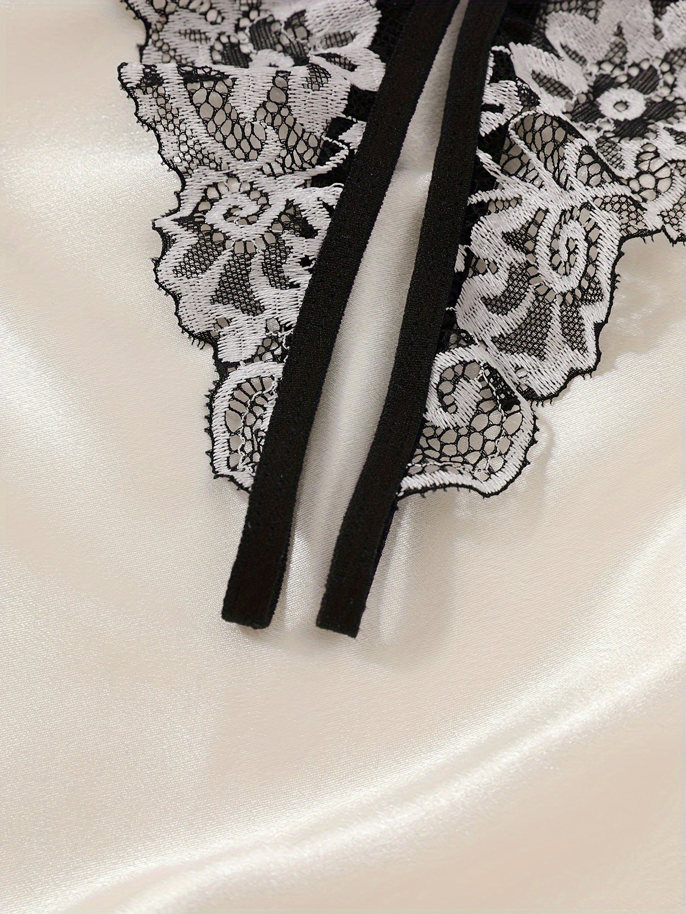 Floral Lace Lingerie Set with Cupless Bralette and Crotchless Thong