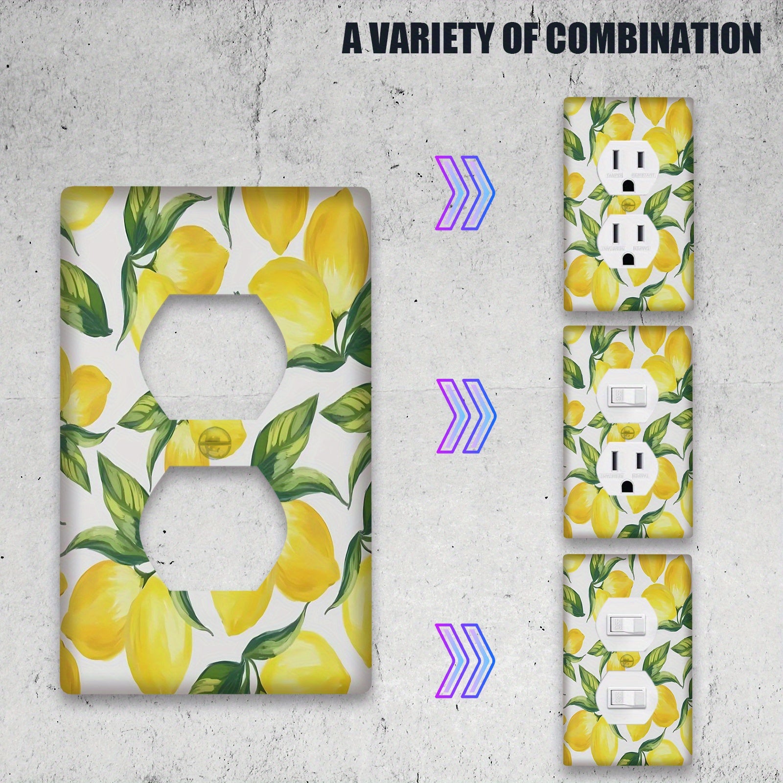 Yellow Lemon Light Switch Cover for 1 or 2 Gang Switches Kitchen Bathroom Living Room Decor