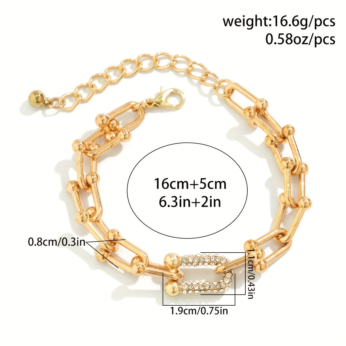 Punk Style Zinc Alloy Hand Chain Bracelet with Rhinestones