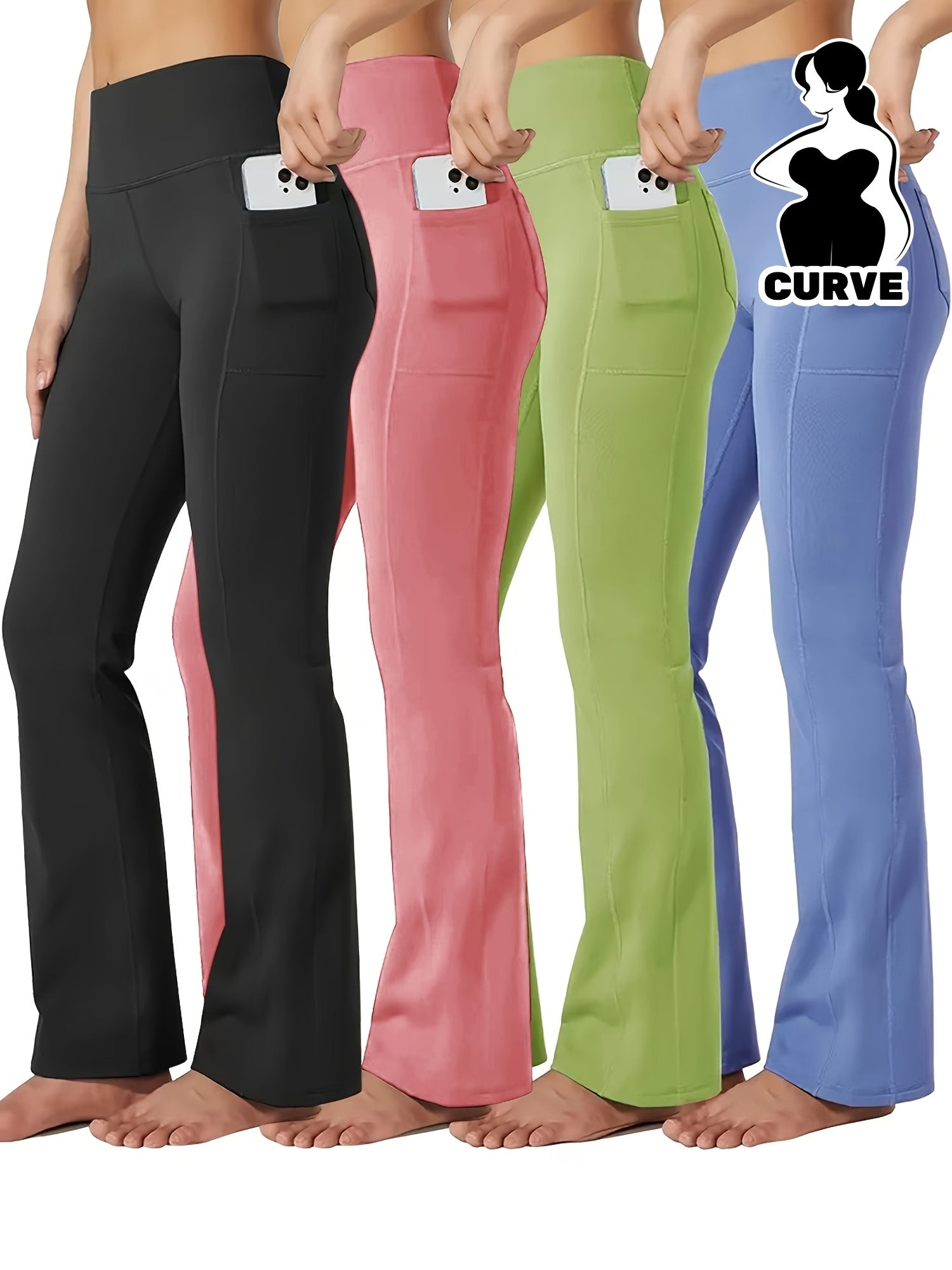 Plus Size Women's Yoga Pants with Phone Pocket Casual Sportswear