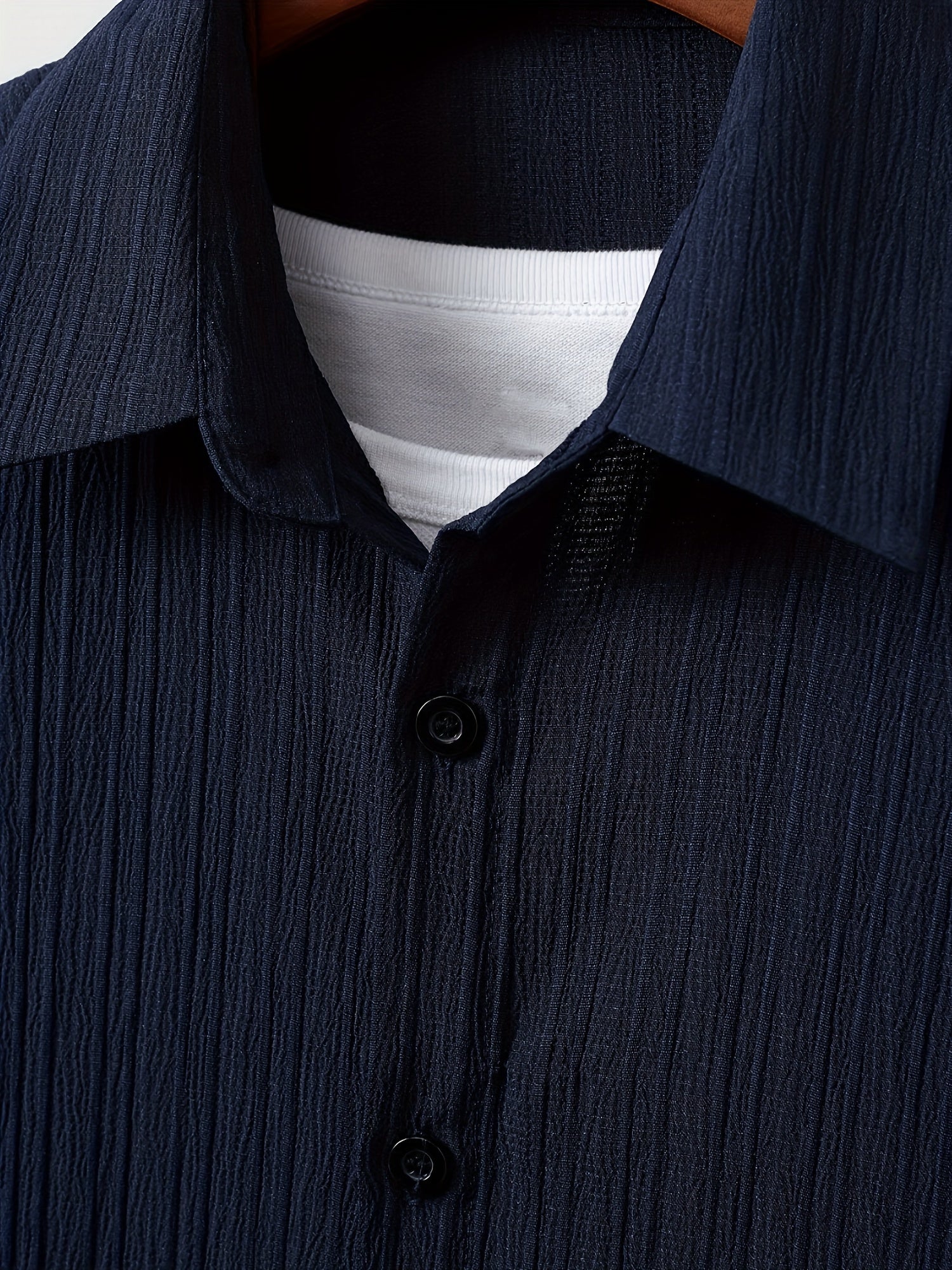 Camisa de manga corta a rayas casual para hombre, ligera de poliéster y spandex, verano, ajuste regular