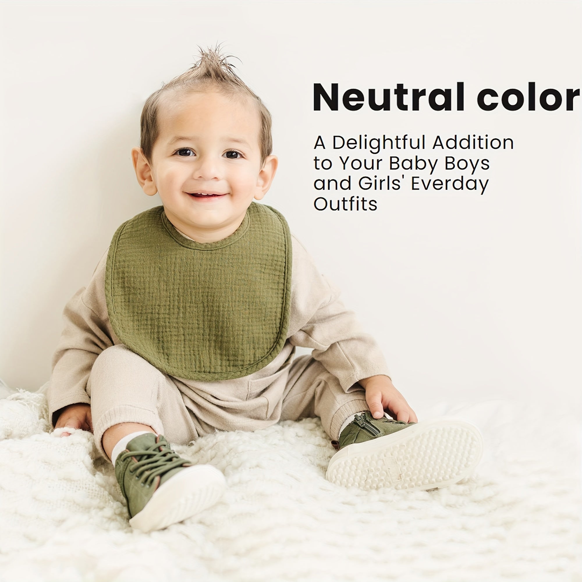 Set of 4 Unisex Baby Cotton Drool Bibs with Snap Closure for Teething and Drooling