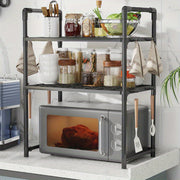 Kancalar bilan ikki qavatli mikroto'lqinli pech uchun qattiq plastmassa oshxona tashkilotchisi, ziravorlar uchun