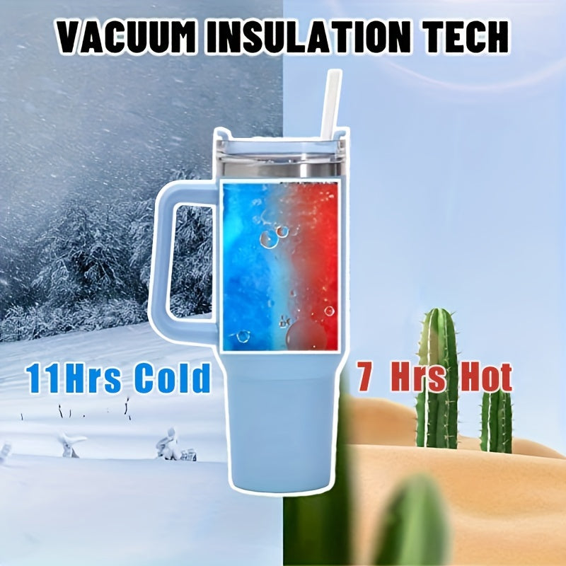 Rainbow Gradient 40 oz Insulated Travel Mug with Handle and Straw