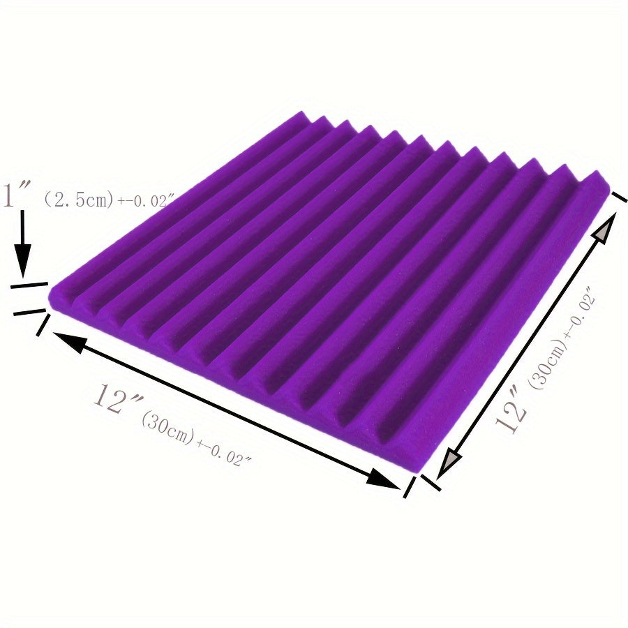 48 Black and Purple Foam Acoustic Wedges 30.48cm x 30.48cm Soundproof Panels for Studio Recording