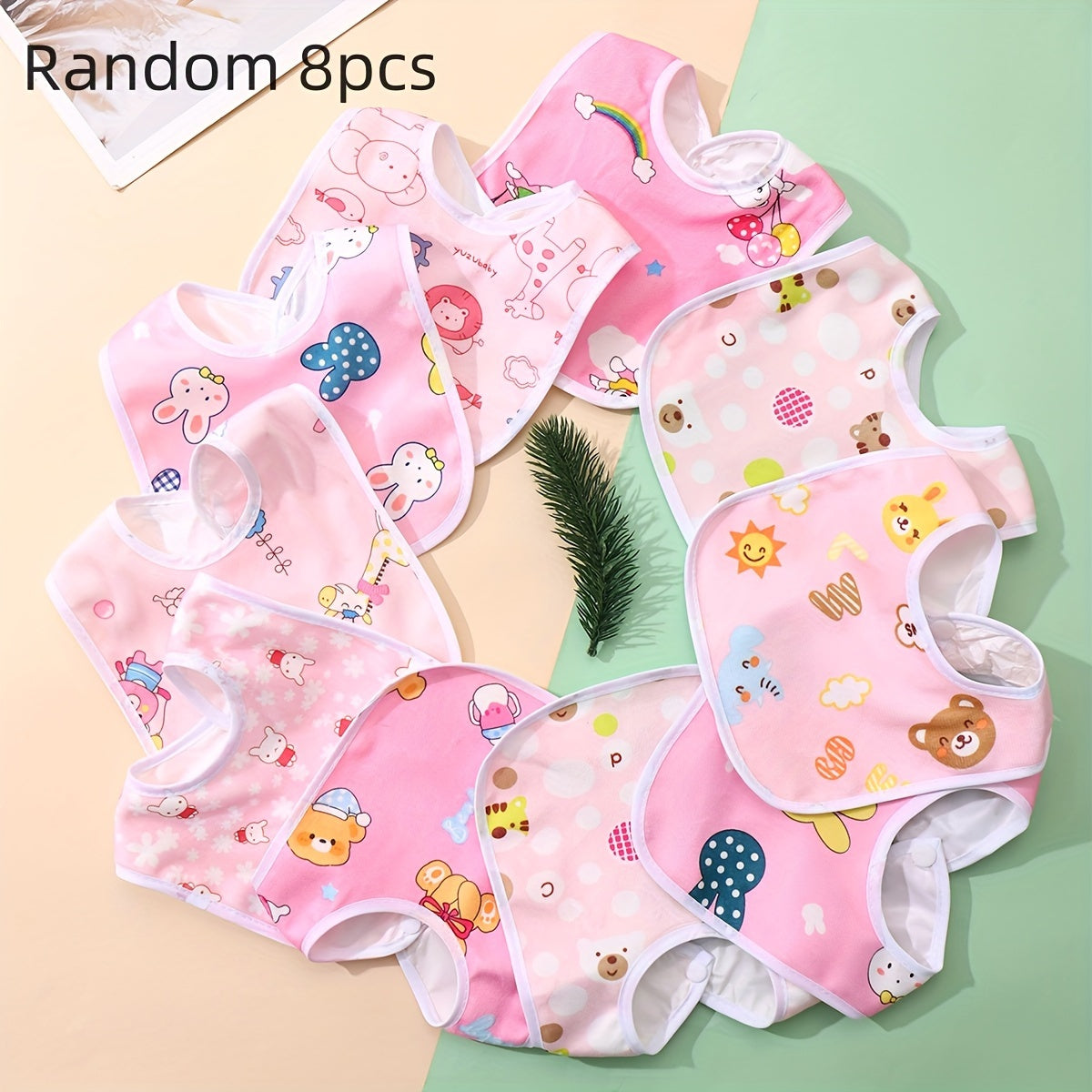 Baby Bib Soft Velvet U-Shaped Waterproof Feeding Bib with Snap Closure