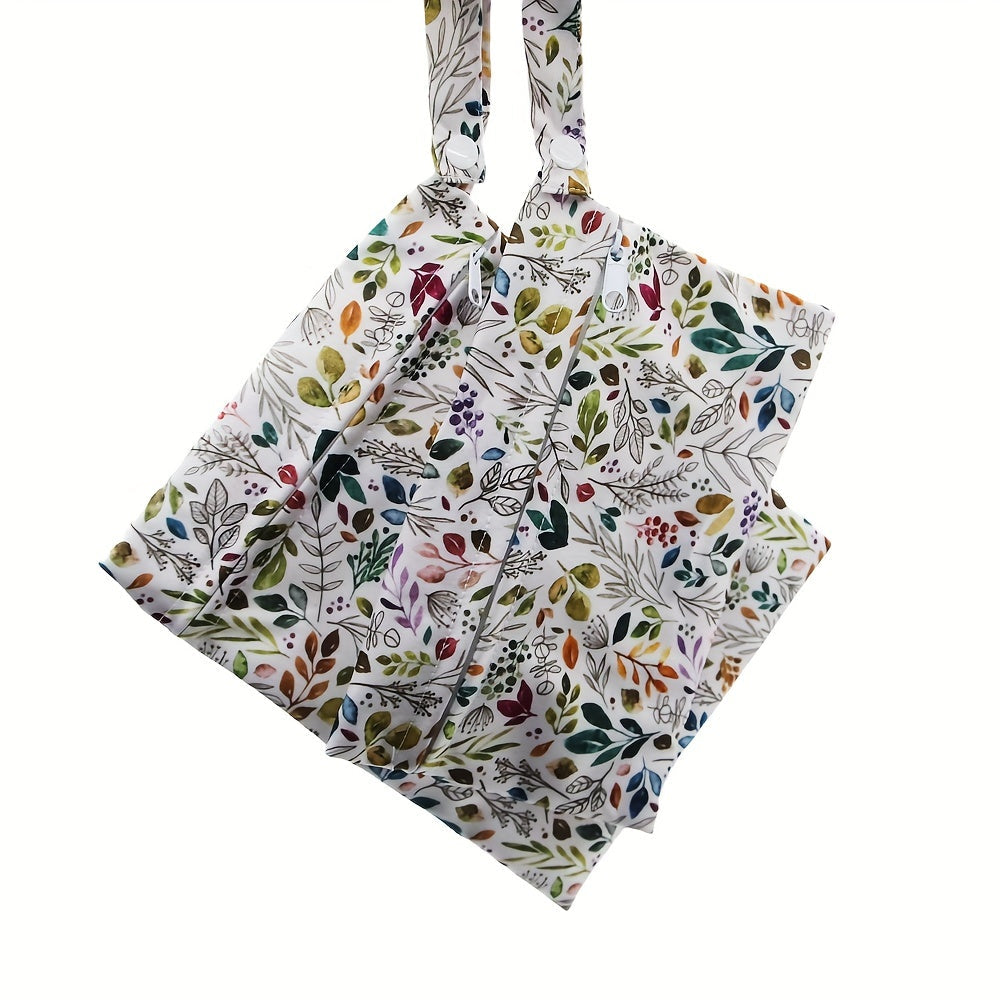 Boho Leaves Print Diaper Bag Waterproof Wet Dry Travel Organizer