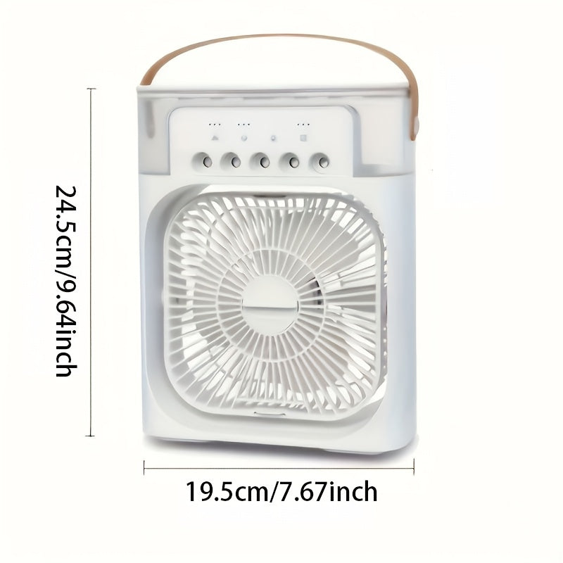 3 tezlikli USB zaryadlash uchun stol fanasi, sovutish bug'lari bilan ABS plastmassa, kompakt ofis va yotoqxona uchun