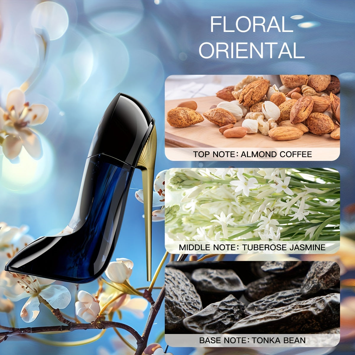 Black High Heel Perfume for Women Long-Lasting Floral Oriental Scent