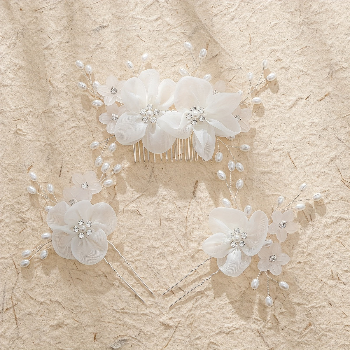White Dress Accessories Hair Comb U-Shaped Hairpin Lace Veil for Women