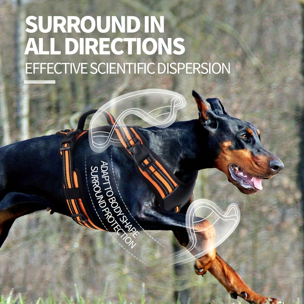 Регулируемый отражающий полиэстеровый ошейник для собак крупных пород с ручкой и D-образным кольцом