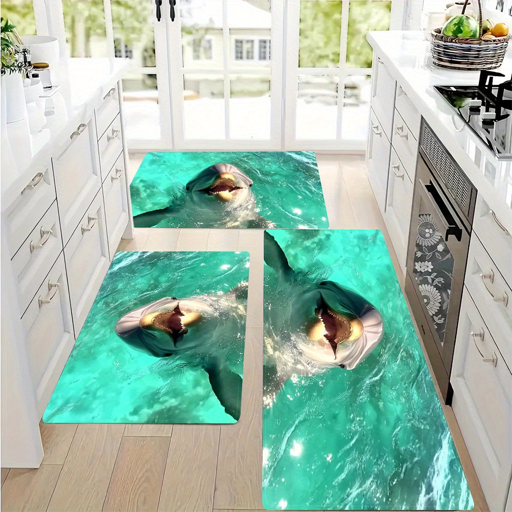 Jonli Shark Okean Ssenariy Oshxona mato Qattiq yopishmaydigan Polyester turar joy mato