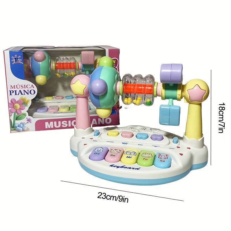 Kids Electronic Music Piano Toy with Lights, Shaking Bells, and Spinning Features