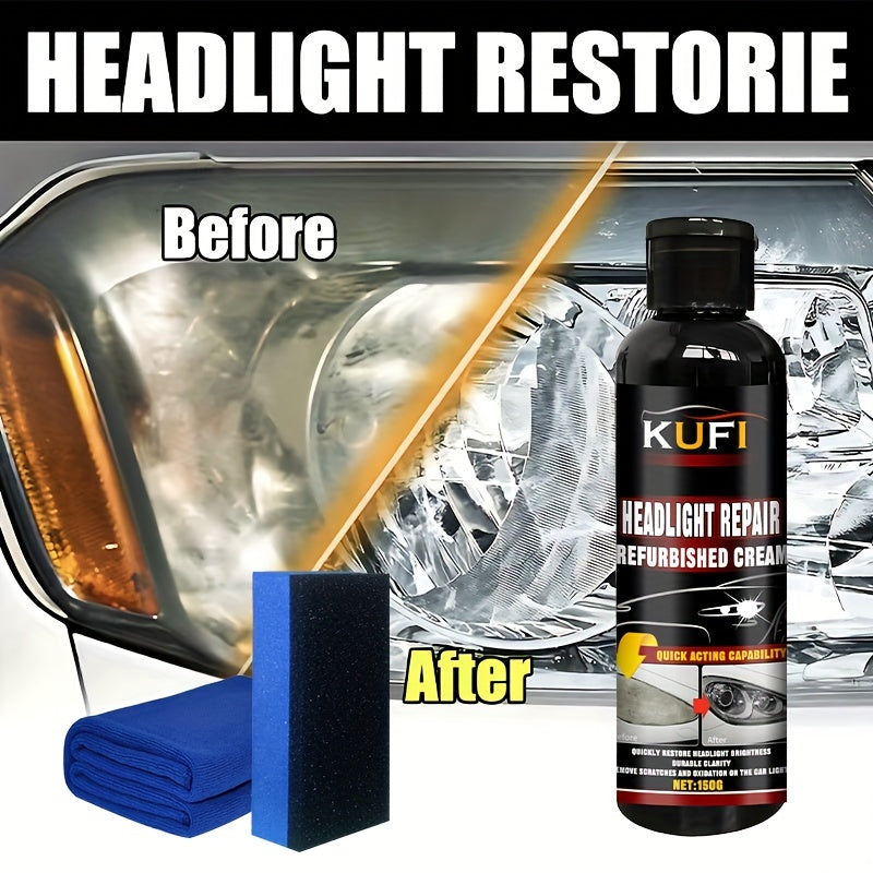 Crema restauradora de faros 150g, removedor de oxidación, pulido, lentes transparentes