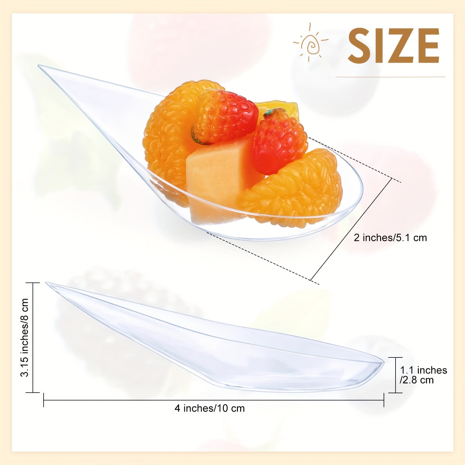 50 Clear Plastic Tear Drop Appetizer Spoons 4 Inch Recyclable BPA-Free for Desserts