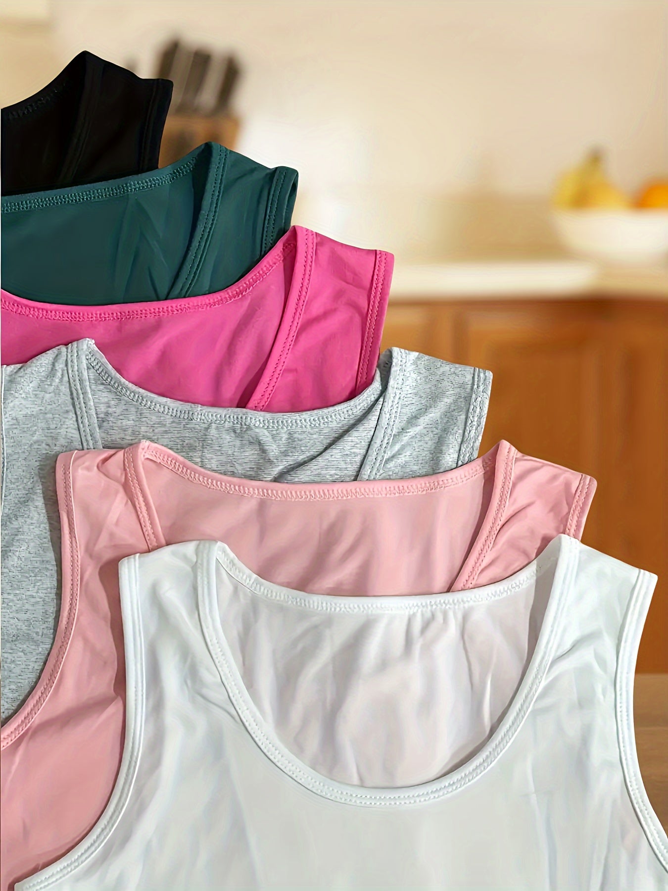 Women's Plus Size Lounge Tops Solid Round Neck Summer Vest Pack of 6