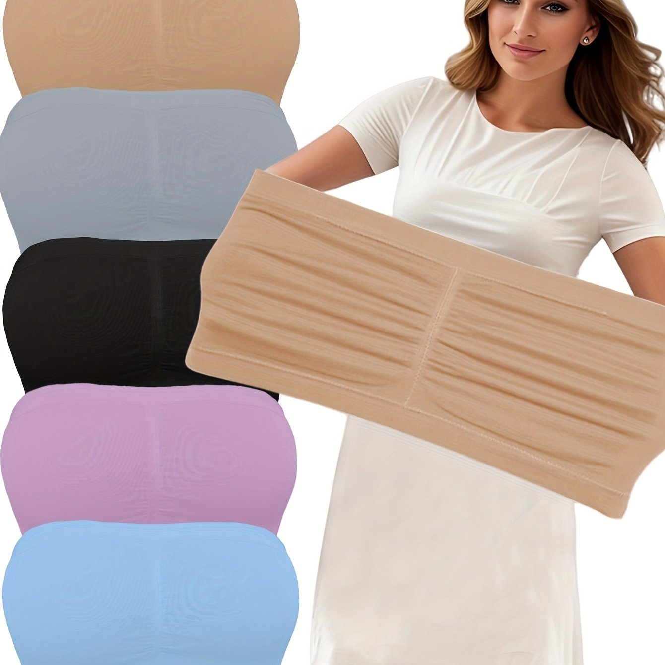 Women’s Seamless Plus Size Wireless Sports Bras, Breathable, Comfortable, Pack of 5