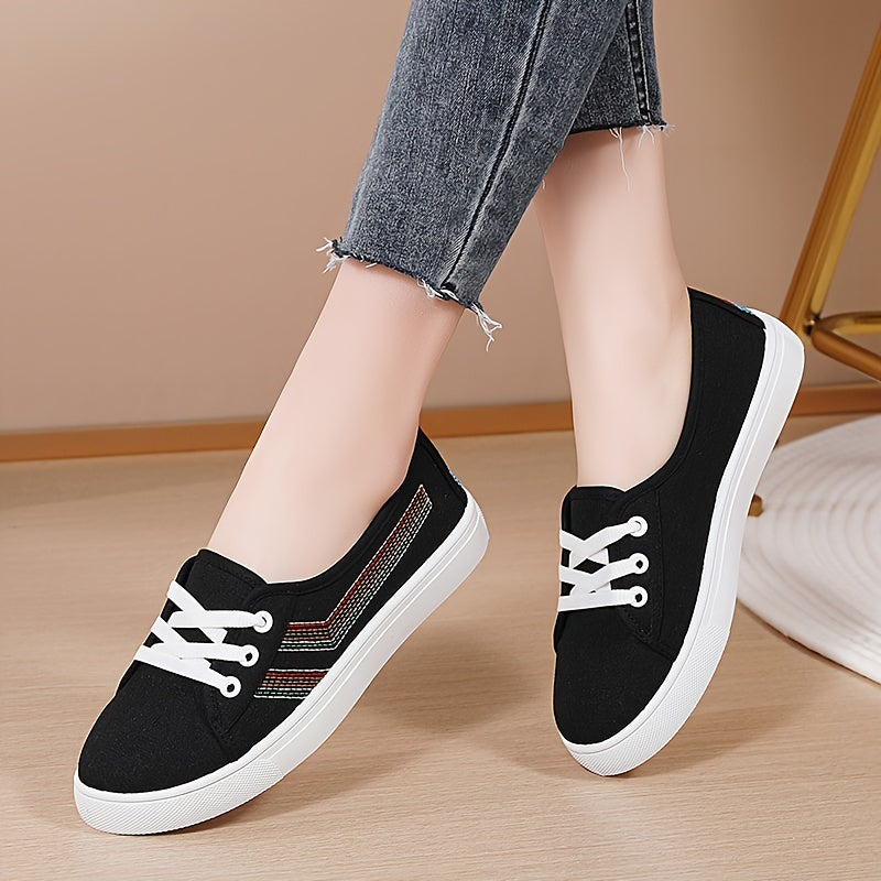 Women's Flat Fabric Shoes Casual Sneakers White Slip-On Versatile