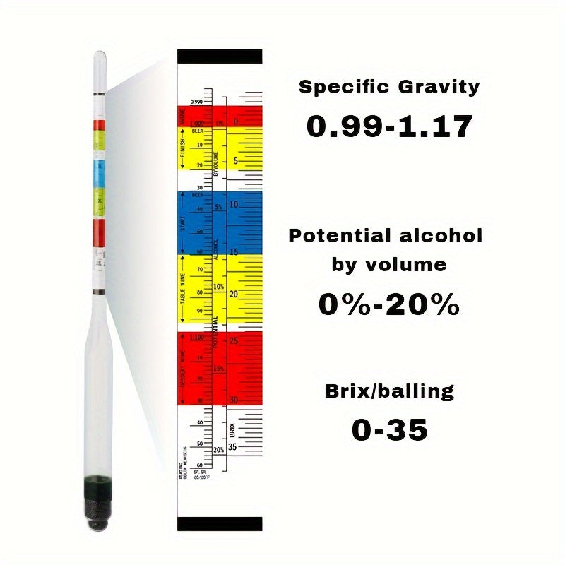 Hydrometer Kit for Wine Beer Mead Alcohol Measurement with Cleaning Tools and Cylinder