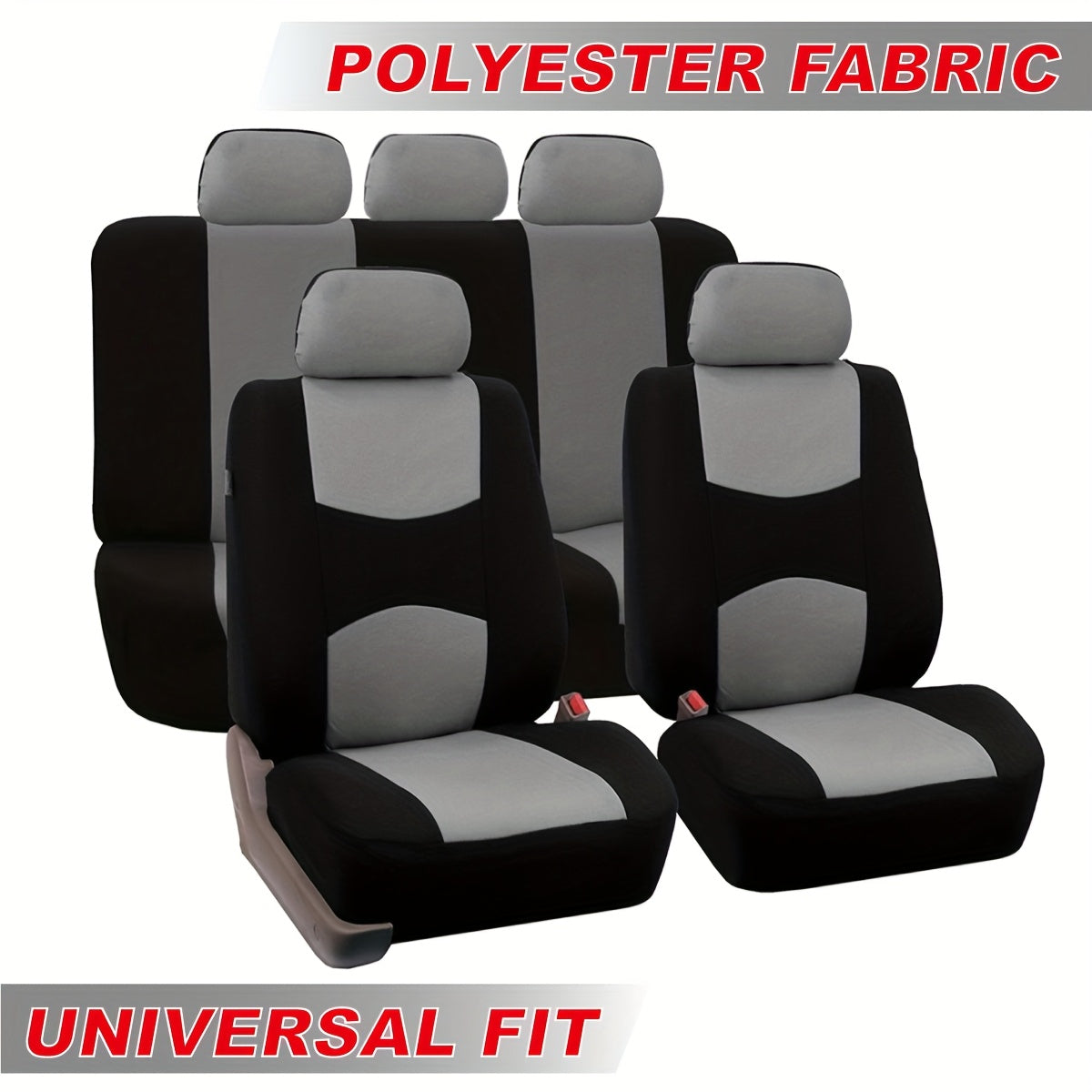 Polyester Car Seat Cover Set for 5 Seats Universal Fit Breathable Durable