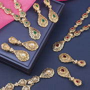 Water Drop Charm Necklace and Earrings Set with Rhinestones for Brides and Weddings