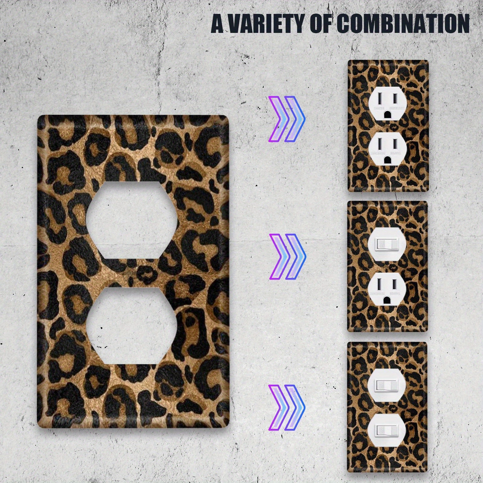 Leopard Print Light Switch Cover Black and Gold Decorative Wall Plate for Bathroom Kitchen