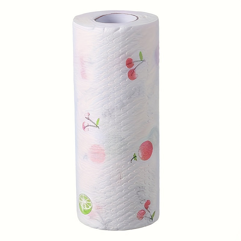 50 Cartoon Style Disposable Cleaning Cloths on a Roll for Kitchen Wet and Dry Use