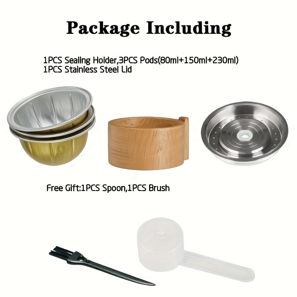 1, 2 yoki 3 ta qayta ishlatiladigan espresso podlari to'plami, VertuoLine mashinalari bilan mos kelishi uchun mo'ljallangan qopqoq bilan. Ushbu qahva filtr vositasi espresso ixlosmandlari uchun zarur bo'lgan uy jihozi.