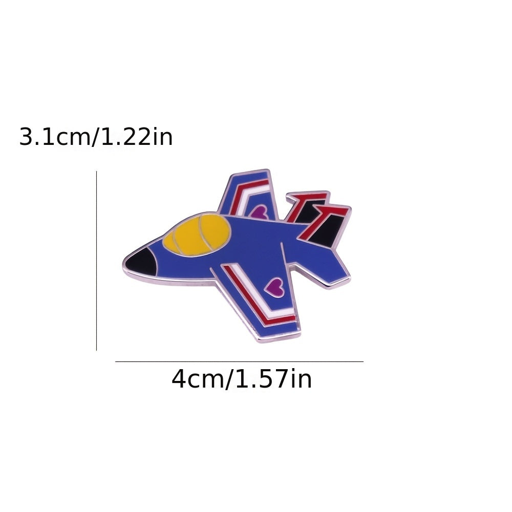Cartoon Fighter Jet Brooch Pin Alloy UV Plated Badge for Clothing Backpacks Hats Gift