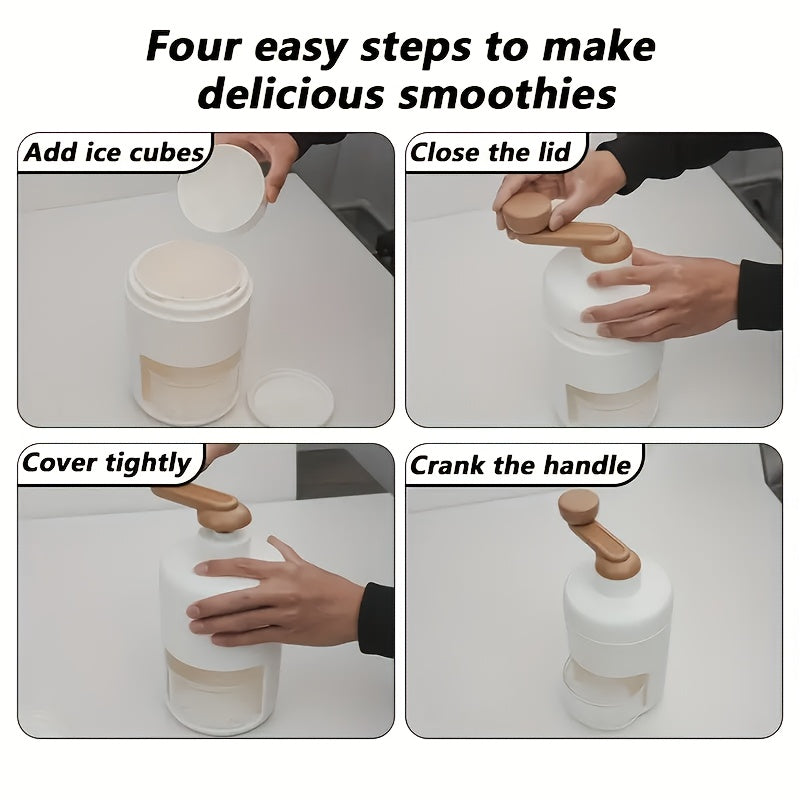 1 dona Qoʻl bilan ishlaydigan muz maydalagich va Smoothie tayyorlagich - Meva, Milkshake va Dengiz mahsulotlari uchun qoʻl bilan maydalash qurilmasi - Elektr energiyasiga ehtiyoj yoʻq, portativ va bardoshli ABS konstruktsiya.