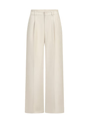 Women's Beige Wide Leg Pants High Waist Straight Casual Polyester All Seasons