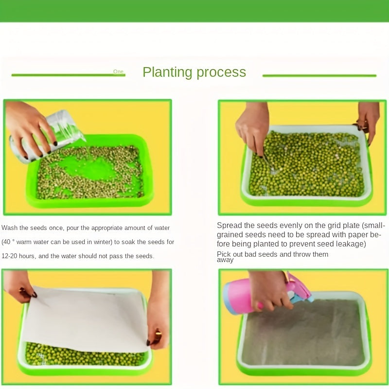 Large Capacity Microgreens Seed Sprouting Trays Soil-Free Plastic Indoor Outdoor