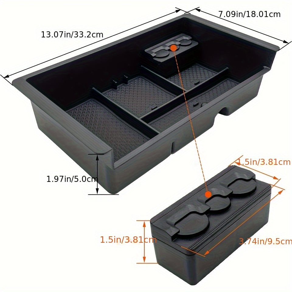 Center Console Organizer Tray Black Lightweight Expandable ABS for GM Trucks