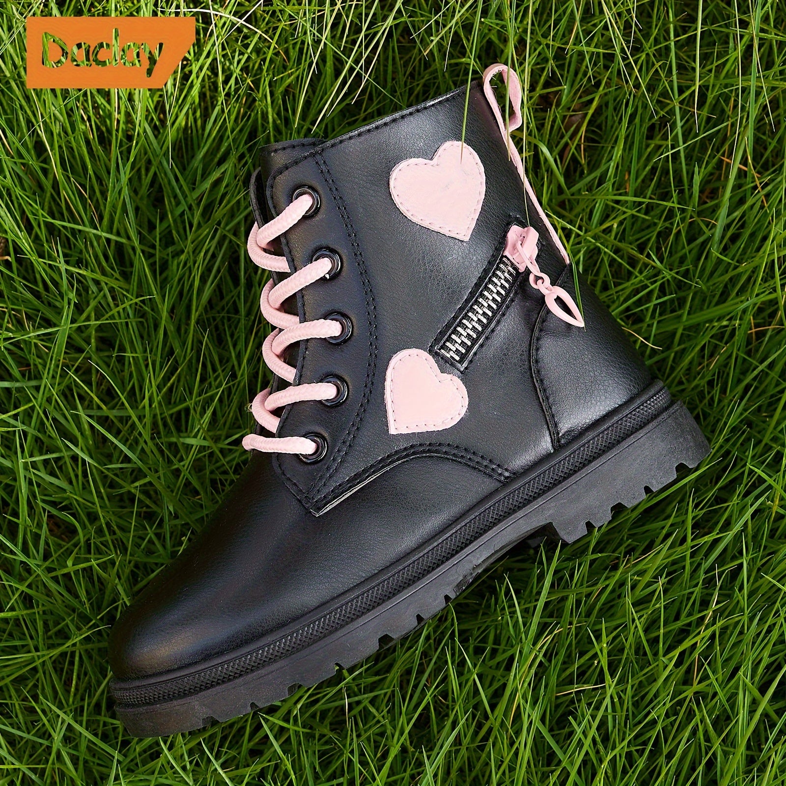 Girls Heart Pattern Casual Boots Lightweight Non-slip Fall Winter