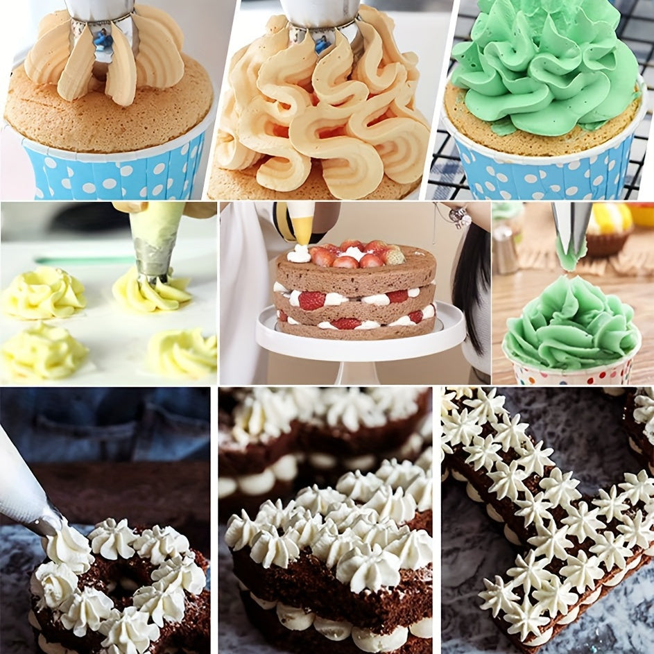27-Piece Stainless Steel Cake Piping Tips Set for Icing and Decorating