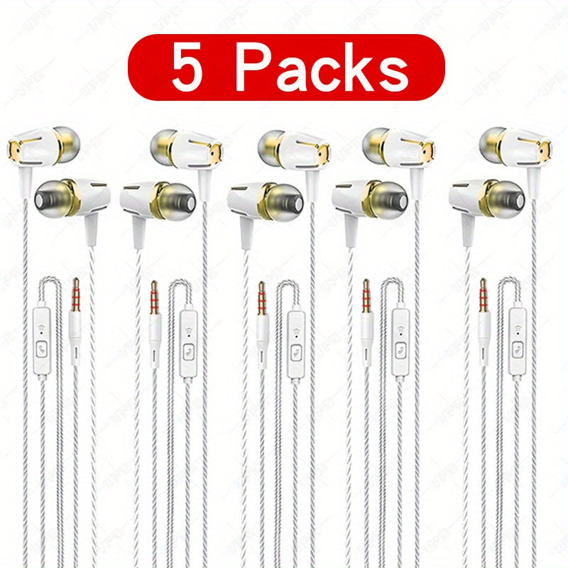 6-Pack Wired In-Ear Headphones with Microphone Noise Reduction Tangle-Free Stereo Sound