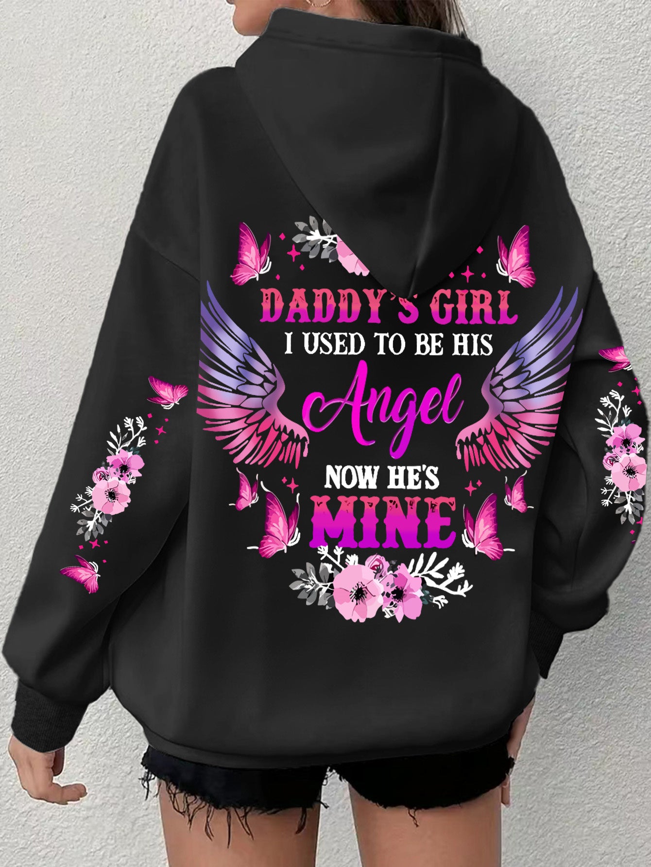 Women's Oversized Hoodie with Butterfly and Floral Print Soft Polyester Long Sleeve Casual Wear