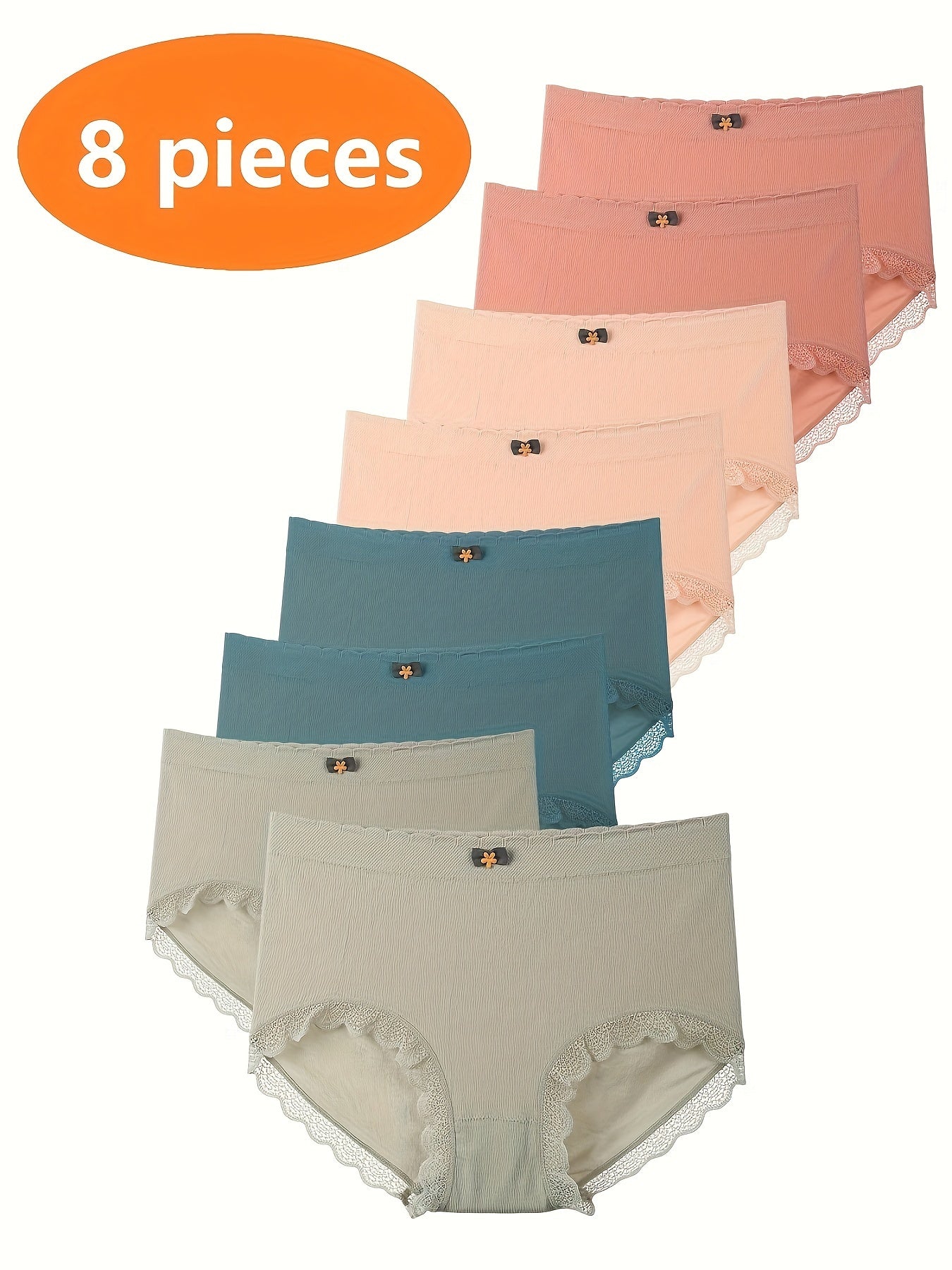 Women's High Waist Plus Size Briefs 8 Pack Polyester Solid Color Stretchy Knit