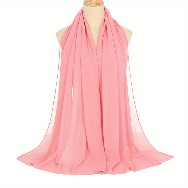 Black and White Chiffon Hijab Lightweight Breathable Headscarf for Women