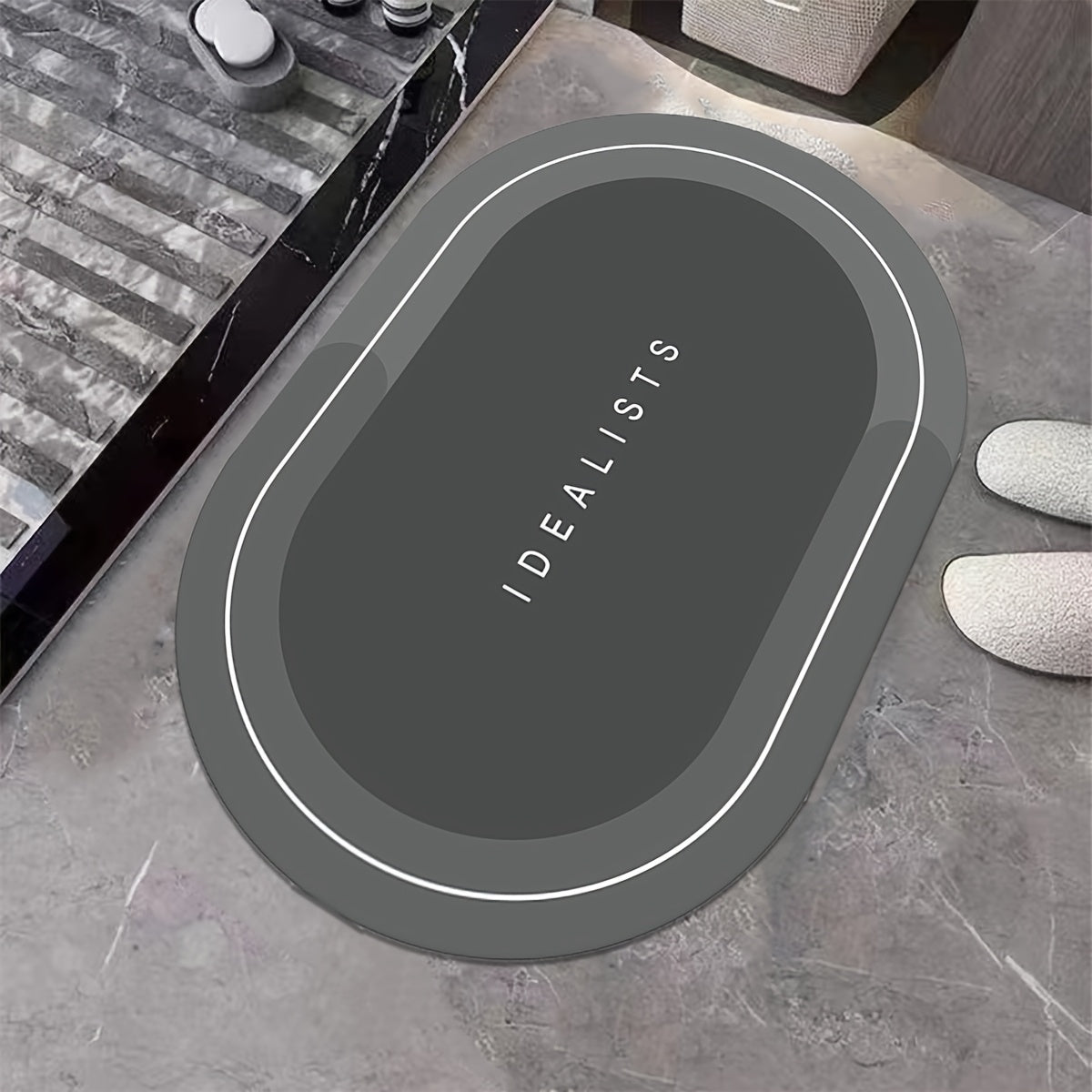 Absorbent Polyester Bath Mat Non-Slip Quick-Dry Odorless for Shower Bedroom Kitchen