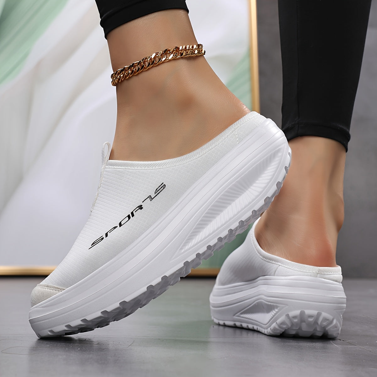 Women's White Breathable Slip-On Sneakers with Cushioned Sole
