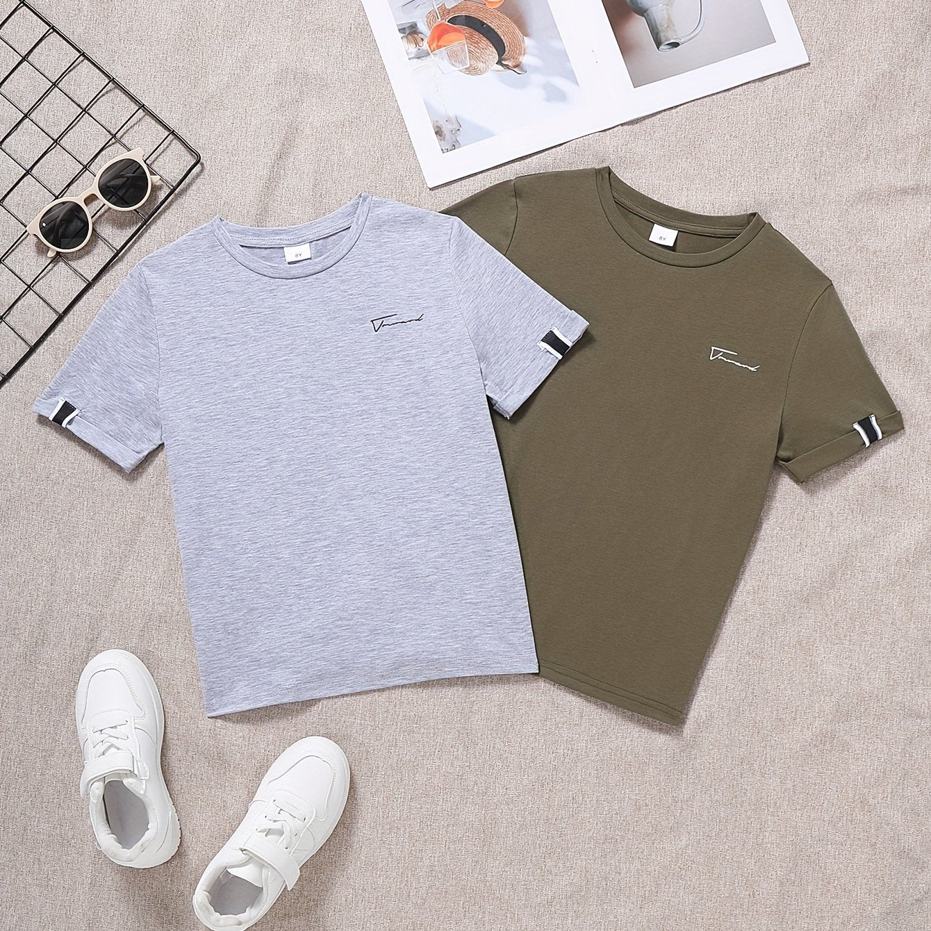 Yigitlar uchun yozgi qisqa qo‘lli futbolkalar, qora va oq, krujka bo‘yi, kundalik, to‘qilgan mato