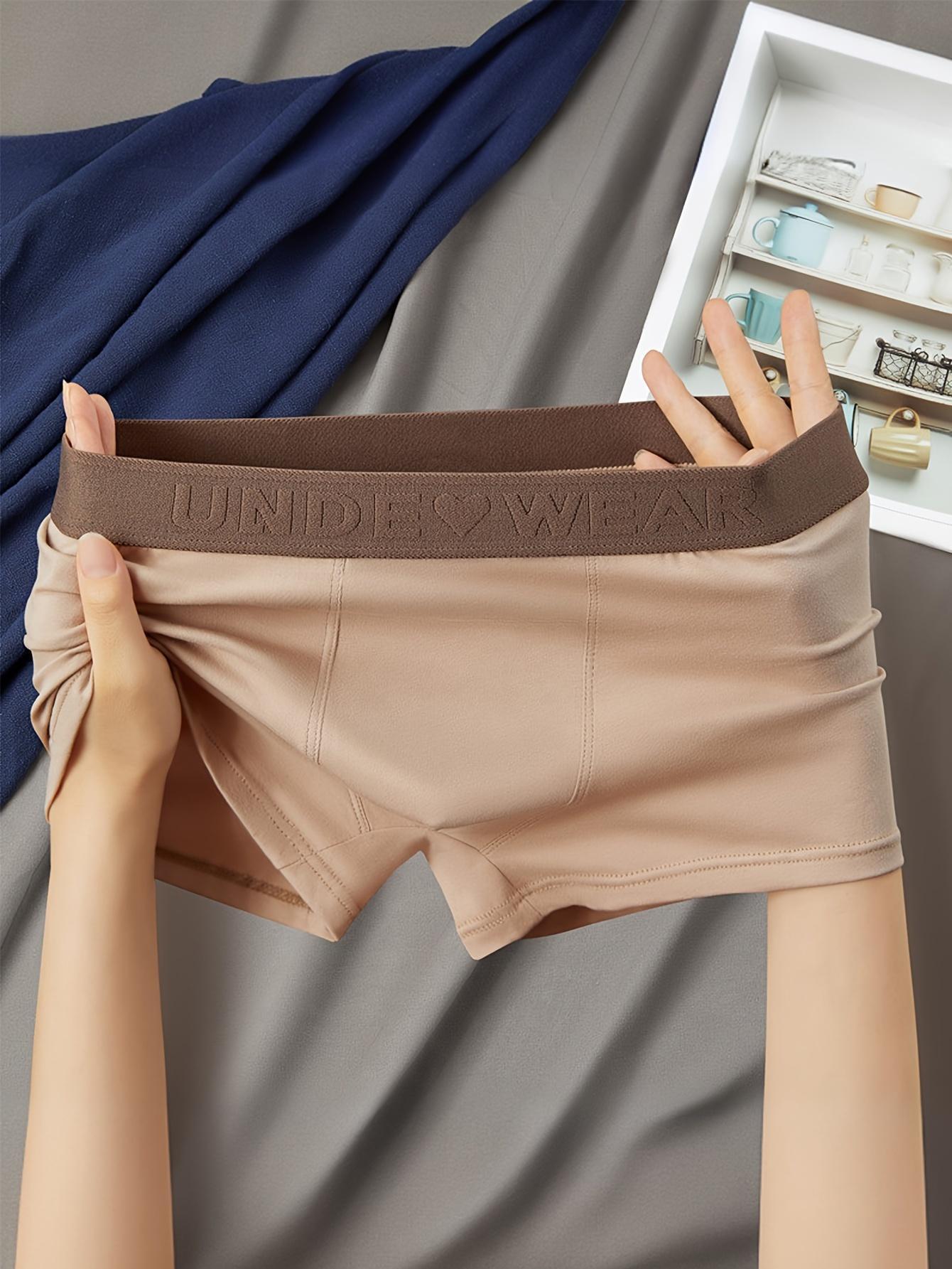 Men's Breathable Cotton Underwear Set Mid-Waist Shorts Solid Color Comfortable Sports Underwear