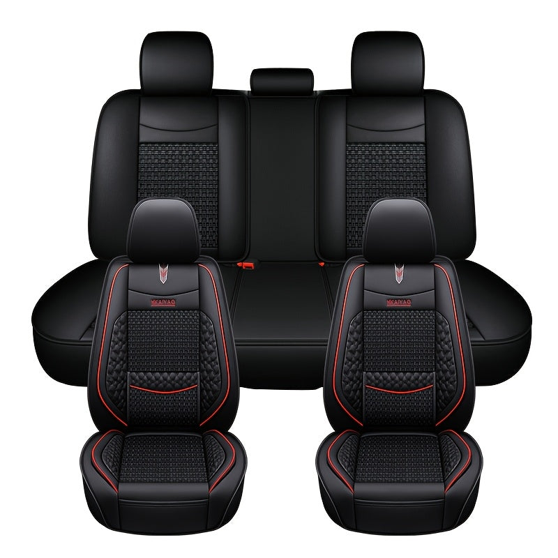 Juego de fundas de asiento de cuero sintético universal para interior de coche, cobertura completa