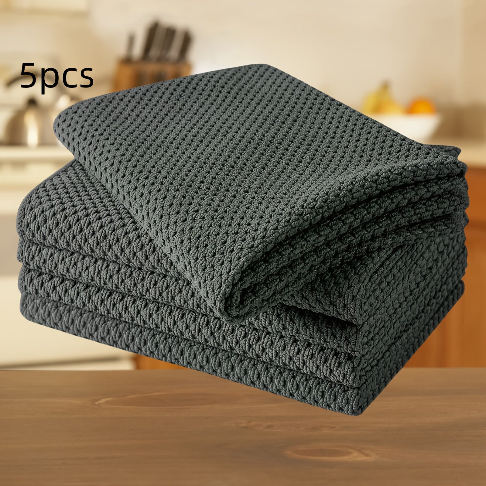 Ультрамягкие вафельные полотенца для посуды, 5 штук быстросохнущих абсорбирующих микрофибровых чистящих полотенец для кухни, ванной, гостиной и использования на улице - многоразовые полотенца для дома и отеля