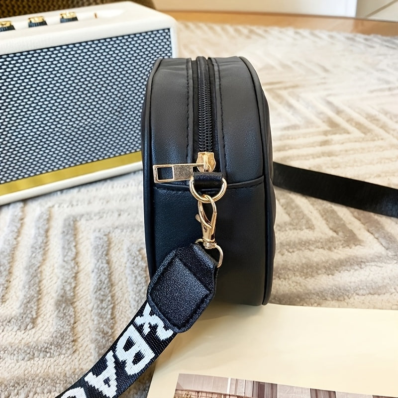 Girls' Floral Webbing Camera Bag Small PU Shoulder Bag for Casual Daily Use